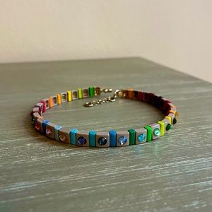 Roxanne Assoulin Rainbow Swarovski Crystal Choker Necklace NWOT!